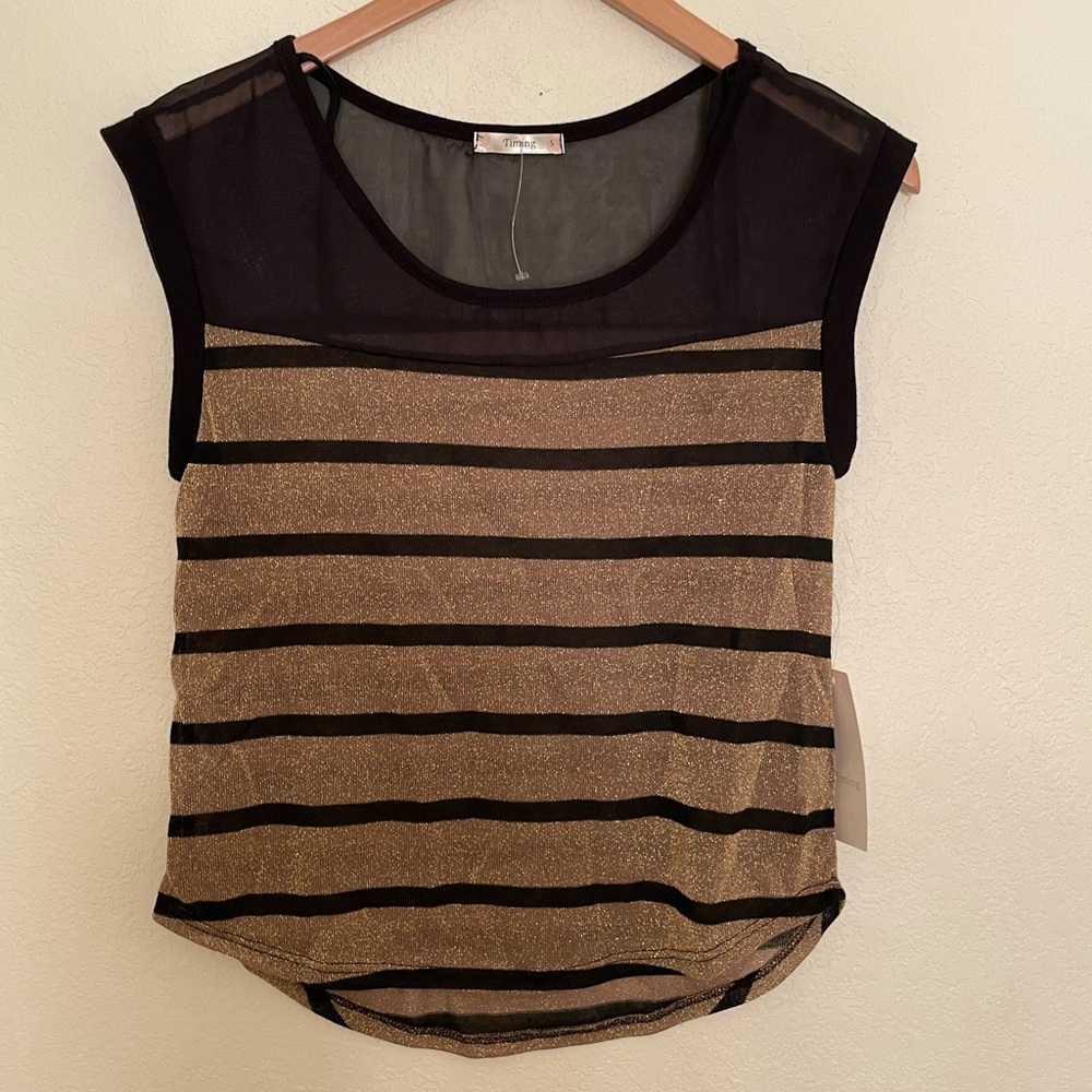 ✨ Timing sleeveless shimmery night out mesh top
